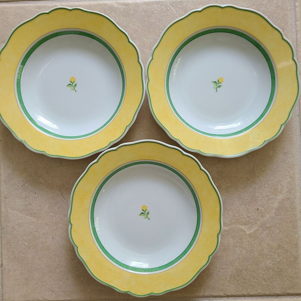 Set (3) Wedgwood Soup pasta Bowls 8.5" Summer Dream Collection yellow flower new